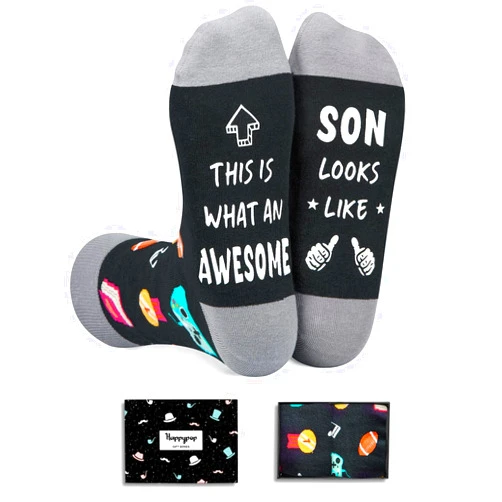 HAPPYPOP Awesome Gifts for Men - Gifts for Son Nephew Dad Husband, Funny Men Socks