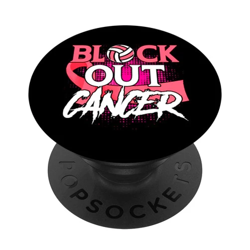 Zone - 365 Volleyball Breast Cancer Awareness Block Out Cancer Volleyball Breast Cancer Awareness PopSockets Swappable PopGrip