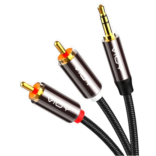 VIOY RCA to 3.5mm Cable (3FT), Gold-Plated Nylon Braided 3.5mm Male to 2RCA Male Auxiliary Stereo Audio Y Splitter Smartphones, MP3, Tablets, Speakers, Home Theater, HDTV