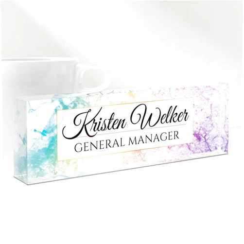 Gowelly Personalized Office Name Plate for Desk - Custom Employee Appreciation Gifts - Acrylic Desk Name Plate Personalized - Staff Appreciation Gift for Teacher, Coworker, Nurse, Manager (Colored Marble)