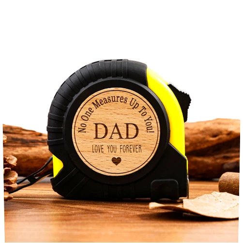 KEMEILA Personalized Tape Measure Fathers Day Gift for Dad, Engraved Tape Measure, Christmas Birthday Gift for Dad, No One Measures Up to You, Tool Gifts Woodworker Gifts Carpenter Gifts (White-(Dad))
