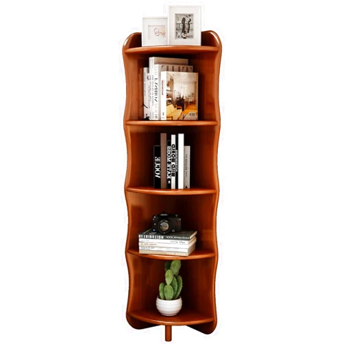 KIRANDY Solid Wood Corner Bookshelf Shelf, Simple Floor-to-Ceiling Student Small Bookcase for Bedroom ( Color : Walnut Color 40x40x160cm )