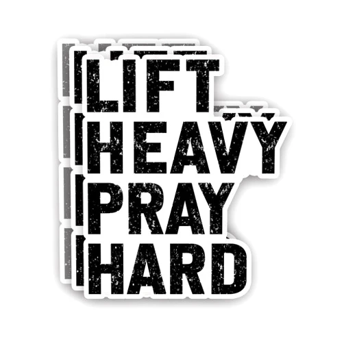 VIEDECA (3Pcs) Lift Heavy Pray Hard Sticker Christian Inspirational Funny Sayings Gym Weightlifting Vinyl Decals for Tumbler Kindles Laptop Water Bottles Books Phone - Size 3x2.6 Inches