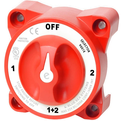 Blue Sea Systems 9001E e-Series Battery Switch, Selector 4 Position, Red
