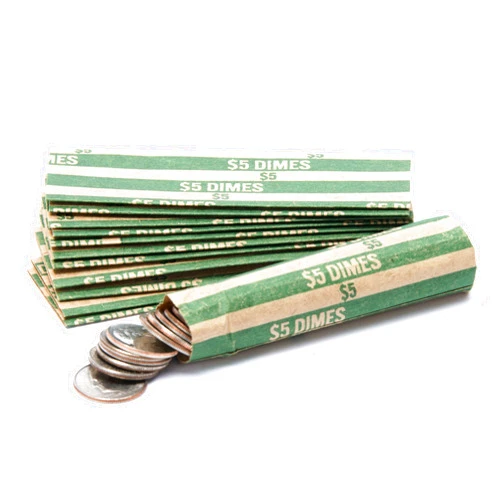 Carousel Checks Inc. Dime Coin Wrappers, 100 Flat Striped Coin Wrappers