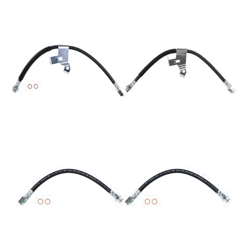 A-partrix Brake Hoses Front and Rear - 4PCS Kit, Fits Aurora 1999-2003, Pontiac Bonneville 2000-2005, LeSabre 2000-2005, Park Avenue 1999-2005, Black Rubber, 7 Years Availability