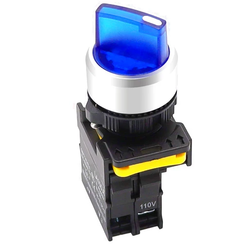 mxuteuk Blue LED Light Voltage 110V-220V 22mm 1 NO 2 Positions Waterproof IP65 Latching Rotary Selector Switch 10A 600V LA155-A1-10XD-B