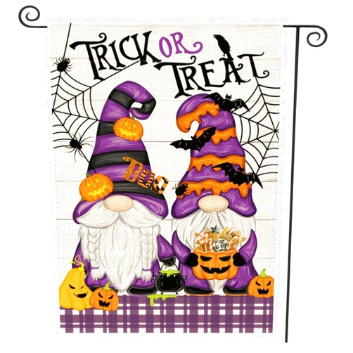 SMTBAY Halloween Gnome Garden Flag Trick or Treat Garden Flag Halloween Yard Outdoor Decoration 12 x 18 Inch Double Sided Washable Polyester