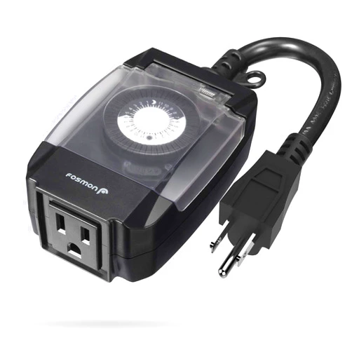Fosmon Outdoor Light Timer Outlet Waterproof, 24 Hour Plug in Mechanical Pool Pump Timer Weatherproof, 3-Prong, Grounded, Heavy Duty, 15A 1/2HP