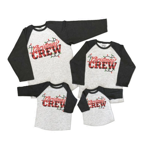 7 ate 9 Apparel Matching Family Merry Christmas Shirts - Christmas Crew Buffalo Plaid Grey Shirt