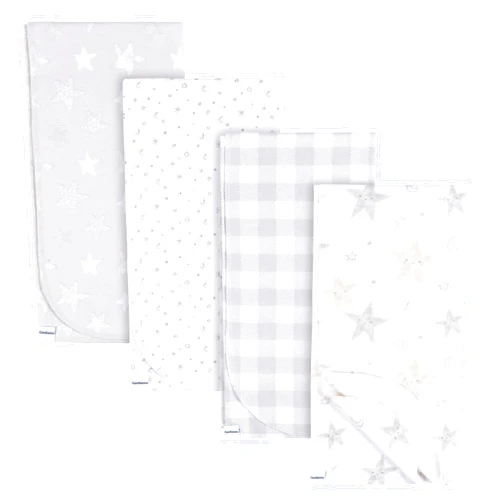 Gerber Unisex Baby 100% Cotton Flannel Receiving Blankets 30x30 Inches (Pack of 4), Celestial, One Size