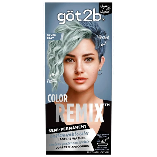 Got2b Color Remix, Customizable Semi-Permanent Hair Color, 100 Silver Era