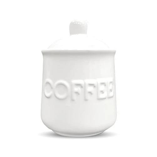Kovot Ceramic Coffee Canister - Embossed Coffee Jar with Air-Sealed Lid - Best Coffee Preserver - Airscape Coffee Container - Easy to Wash, Color: Ivory White, Measures: 6”H