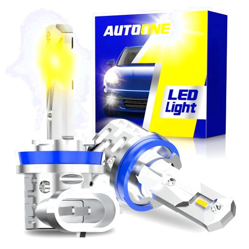 AUTOONE H8 H11 H16 LED Fog Light Bulbs or DRL, 3000K Amber Yellow Super Bright for Automotive Car Fog Lights Replacements, 50000 Hours Lifespan, Plug and Play, Pack of 2