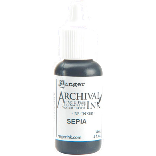 Ranger Archival Pad Reinker .5oz, Sepia