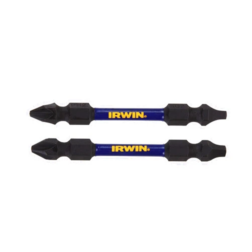 IRWIN Impact Screwdriving Bit, Square 2 Phillips 2 Double End, 2-1/2 Inch, SQ2/PH2, 2 Pack (IWAF32DEP2SQ2)