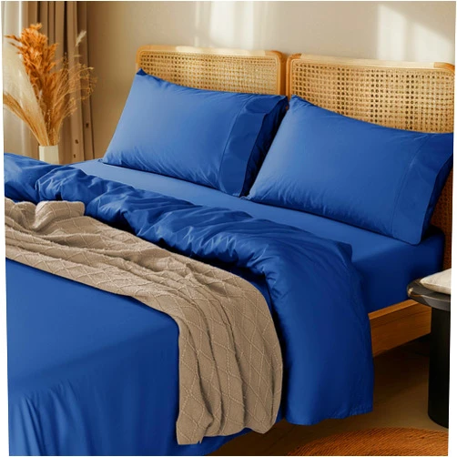 LBRO2M 1000 Thread Count 100% Cotton Sheets Set,Queen Size Bed Sheet 4 Piece Sets,Long Staple,16 Inches Deep Pocket,All Season,Bedding Super Soft Comforterble Breathable,Sateen(Navy Blue)