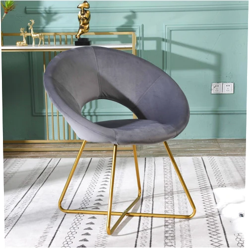 Roundhill Furniture Slatina Silky Velvet Upholstered Accent Chair with Gold Tone Finished Base, 25D x 28W x 31.5H in, Gray
