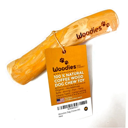 Woodies Dog Chews™ Toys - All Natural, Coffee Wood, Safe, Healthy, Fun, Multiple Sizes - (M)