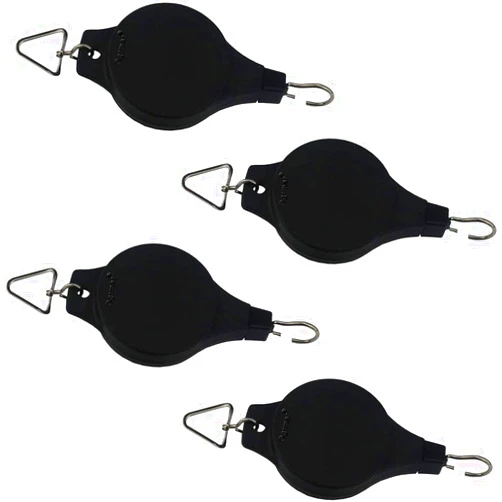 Ogrmar Plant Pulley Retractable Pulley Plant Hanger Hanging Flower Basket Hook Hanger for Garden Baskets Pots and Birds Feeder in Different Height Lower and Raise Pack of 4 (Black x4)