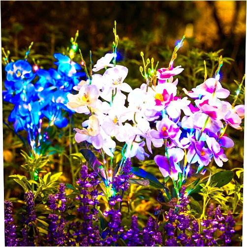 KOOPER Solar Lights Outdoor Garden, 3PCS Upgraded Phalaenopsis Solar Garden Lights Outdoor with 180 LEDS, Multi-color Solar Lights for Outside, Outdoor Solar Flowers Lights for Yard Lawn Decor, Gifts