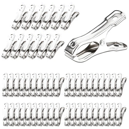 JULMELON 25 PCS Greenhouse Clips, 2.2 Inch Stainless Steel Garden Clips, Heavy Duty Row Cover Clips with Large Open Strong Grip for Fixing Netting Cover Film,Shade Cloth Film Plant Netting