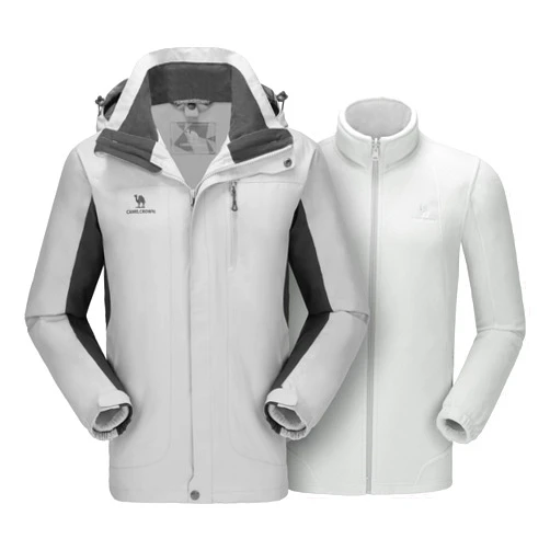 CAMEL CROWN Men's Ski Jacket 3 in 1 Waterproof Winter Jacket Snow Jacket Windproof Hooded with Inner Warm Fleece Coat