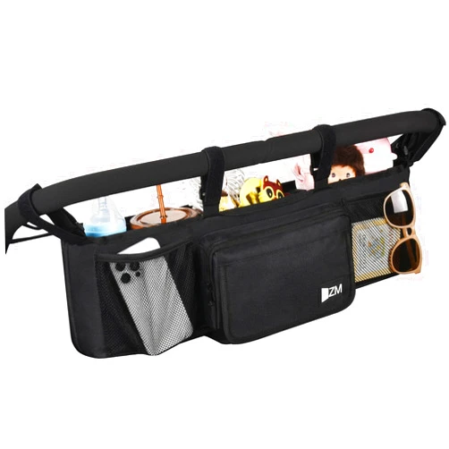 ZZM Double Stroller Organizer for Bob Duallie and Baby Jogger City Mini GT2, Double Baby Stroller Accessories with 2 Cooler Pockets, Parent Console Double Jogging Stroller Organizer(Empty Bag)