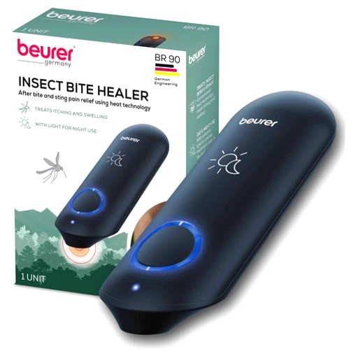 Beurer BR90 Insect Sting and Bite Relief with Light, Chemical-Free Bug Bite Healer for Day and Night, Electronic Heat Device for After Mosquito Bites to Ease Itching and Swelling