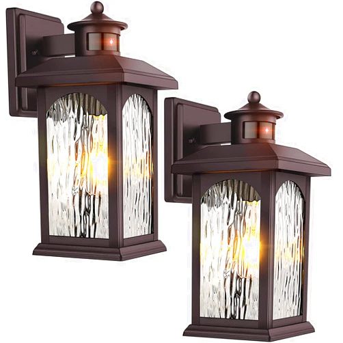 FILIYANO 2 Packs Motion Sensor Outdoor Lights - Brown Dusk to Dawn Outdoor Lighting, Oil Rubbed Bronze Exterior Light Fixtures, Waterproof Porch Lights Wall Sconce for House, Garage, Entryway Anti-Rust