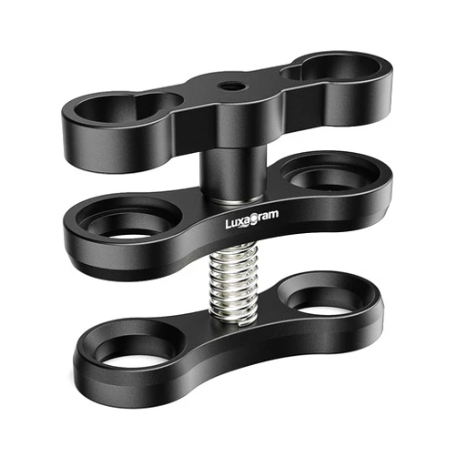 Luxagram Dual-Port Ball Clamp for Underwater Photography, Professional Aluminum Butterfly Clamp with Ergonomic Resin Handles for Camera Tray & Lighting Arm Systems