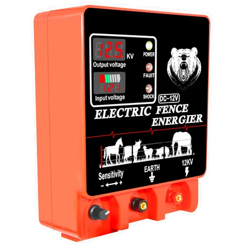 PROOVEELLY 9J Electric Fence Charger Energizer, 9 Joules 400 Acres, AC DC 2 in 1 Powered Supply, Input 12V Output 12KV, with Display Alarm and Remote, Deter Predators, Contain Cattle Cow and Livestock