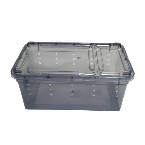 Jungle Bob - Black Plastic Reptile Terrarium - Easy Transport - Snake Feed Box - Enclosure for Arachnids, Invertebrates, Millipedes, & Beetles - Side Ventilated - Stackable - Small 7.5
