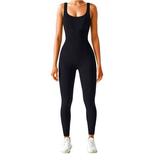 AURUZA Jumpsuit for Women Workout Seamless Jumpsuits Yoga Ribbed One Piece Tank Tops Rompers Sleeveless Exercise Jumpsuits