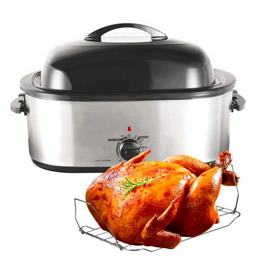UCATQ X WINDAZE 18 Quart Roaster Oven, Turkey Roaster Oven Electric Fits Turkeys Up to 18BL, Stainless Steel, Silver
