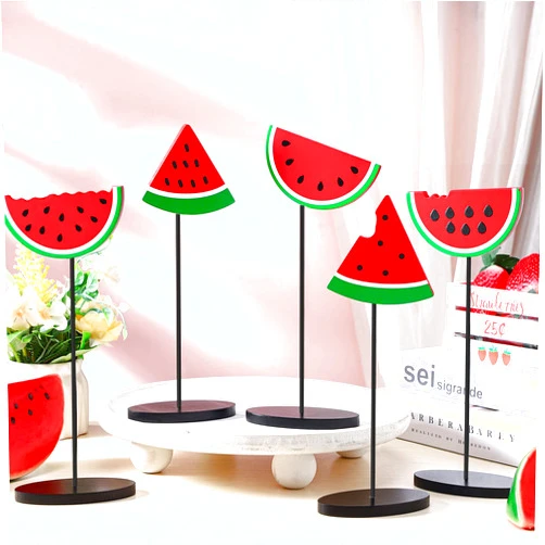 Maitys 5 Pcs Summer Watermelon Wooden Sign Summer Farmhouse Wooden Tiered Tray Decor Rustic Table Topper Sign for Farmhouse Home Kitchen Party Decor (Watermelon Style)