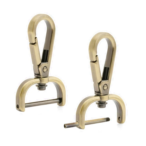 CRAFTMEMORE 2pcs Detachable Snap Hook Swivel Clasp w/Screw Bar VT493 Bag Strap Hardware Replacement (1-1/4 Inch, Brushed Brass)