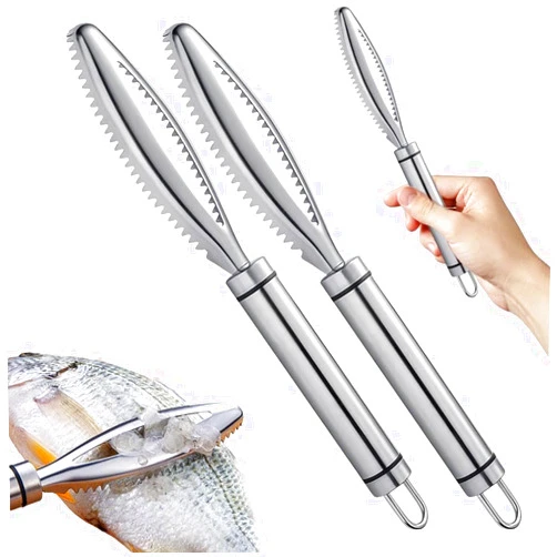 Amusediy 2024 New Multifunctional Stainless Steel Fish Scale Remover, Suitable For Fish Cleaning, Advanced Descaling Saw Teeth, Household Kitchen Tools, Fish Scale Scraper (1) (2)
