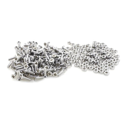 YiKaiEn 50-Pack Screw and Nut Set for D-Series Panel Mount, 304 Stainless Steel Countersunk Phillips Screams + 304 Stainless Steel Hex Nuts for D-Type Panel Connectors, Durable Metal Construction (Silver)