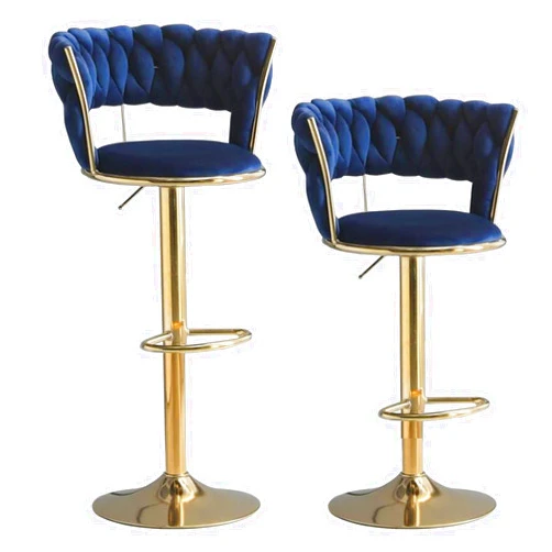 LaseVe Bar Stools Modern Velvet Bar Stools Set of 2 Counter Chairs with Backrest Breakfast Bar Stools for Kitchen Island, Swivel Bar Chairs High Stools Height Adjustable