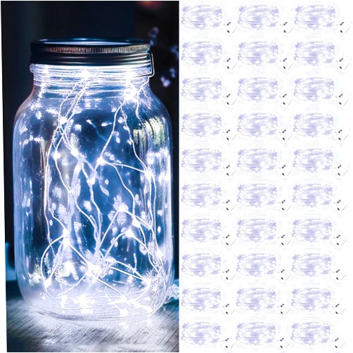 kolpop 30 Pack LED Fairy Lights Battery Operated, 7FT 20 LED Mini Twinkle String Lights Battery Powered Waterproof for Christmas Mason Jars Party (Cool White)