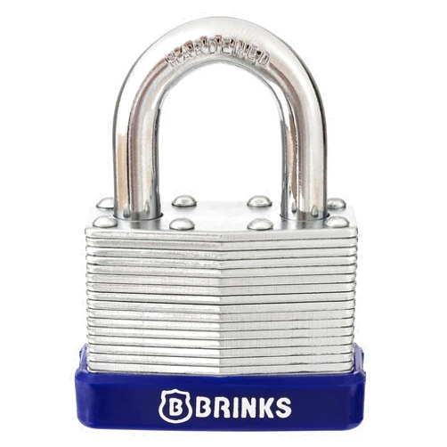 BRINKS - 44mm Laminated Steel Keyed Padlock - Chrome Plated with Hardened Steel Shackle