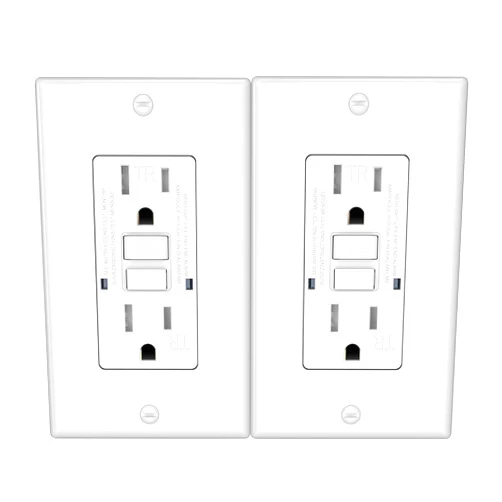 OMEENET 15 Amp GFCI Outlet (Upgraded) Tamper Resistant, Self Test GFI Receptacle with LED Indicator, 15Amp Ground Fault Interrupter GFCI Outlet Receptacle for Indoor Outdoor, UL Listed White (2 Pack)