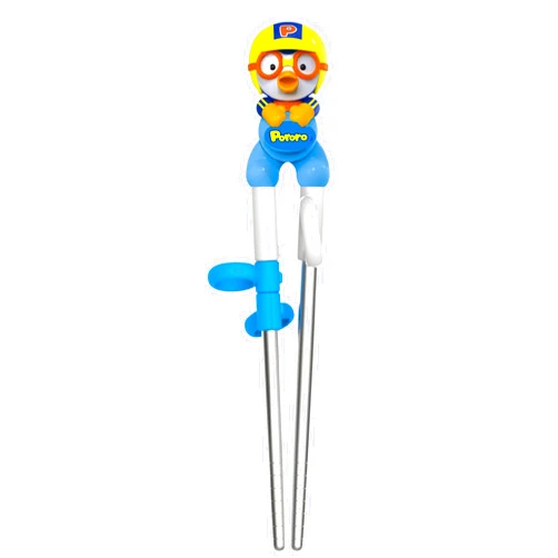 Edison Friends Pororo Training Chopsticks for Right-hand Children Kids, Stainless Steel, Starter, Beginner, Easy Chopsticks, 1st Step (1 PCS) / Made in Korea