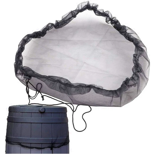 PurYupearl Black Rain Mesh Screen, Rain Water Collection Bucket Netting Cover with Adjustable Drawstring Rainwater Barrel Debris, for Prevents Mosquitoes Leaves Debris Rain Barrels and Accessories