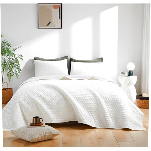 Delynvan Velvet Quilt Queen Size, Lightweight Velvet Comforter Queen Size Set Oversized Bedspread Quilted Bedding Set Striped Quilt Set Luxurious Soft Coverlet Set with 2 Pillow Shams,White