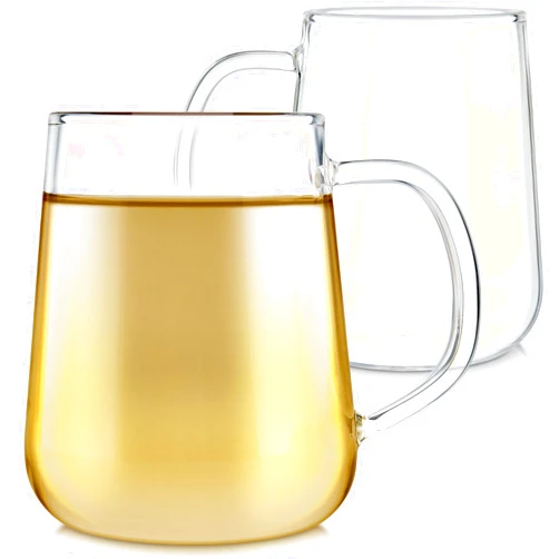 Teabloom Set of 2 Premium Borosilicate Glass Cups for Tea or Coffee - 8 Ounces / 240 ml - Stain-free and Microwave Safe