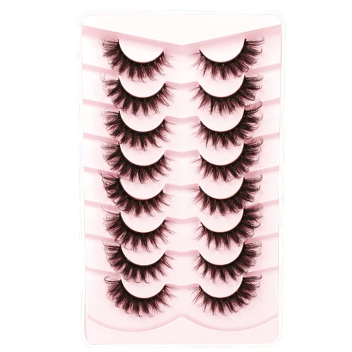 Gmagictobo Fluffy 3D Mink Lashes Cat Eye Lashes Pack D Curl Russian Strip Lashes Extension Look False Eyelashes Soft Wispy False Lashes 8 Pairs Multipack
