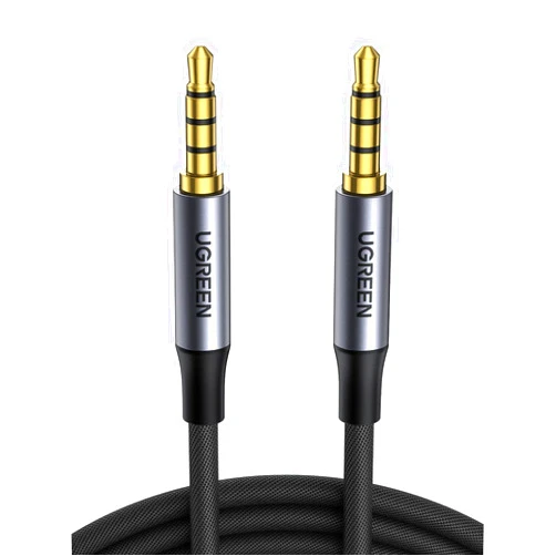 UGREEN 3.5mm Audio Cable Braided 4-Pole Hi-Fi Stereo TRRS Jack Shielded Male to Male AUX Cord Compatible with iPad, Samsung Phones, Tablets, Car Home Stereos, Headphones, Speaker, 6FT