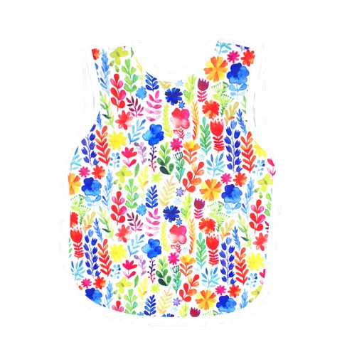 BapronBaby Rainbow Watercolor Floral Bapron - No Neck Tie Safer Bib for Baby & Toddler - Soft Waterproof Stain Resistant - Machine Washable - Sz Baby/Toddler 6m-3T